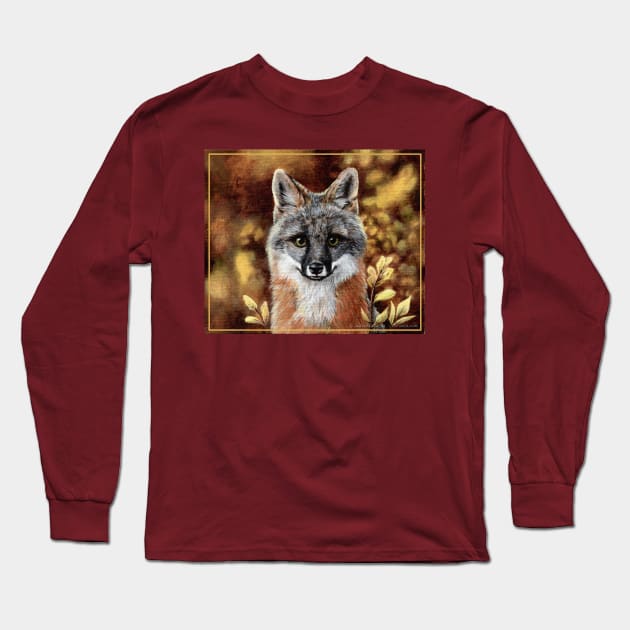 Autumn Grey Fox Long Sleeve T-Shirt by OzFoxes